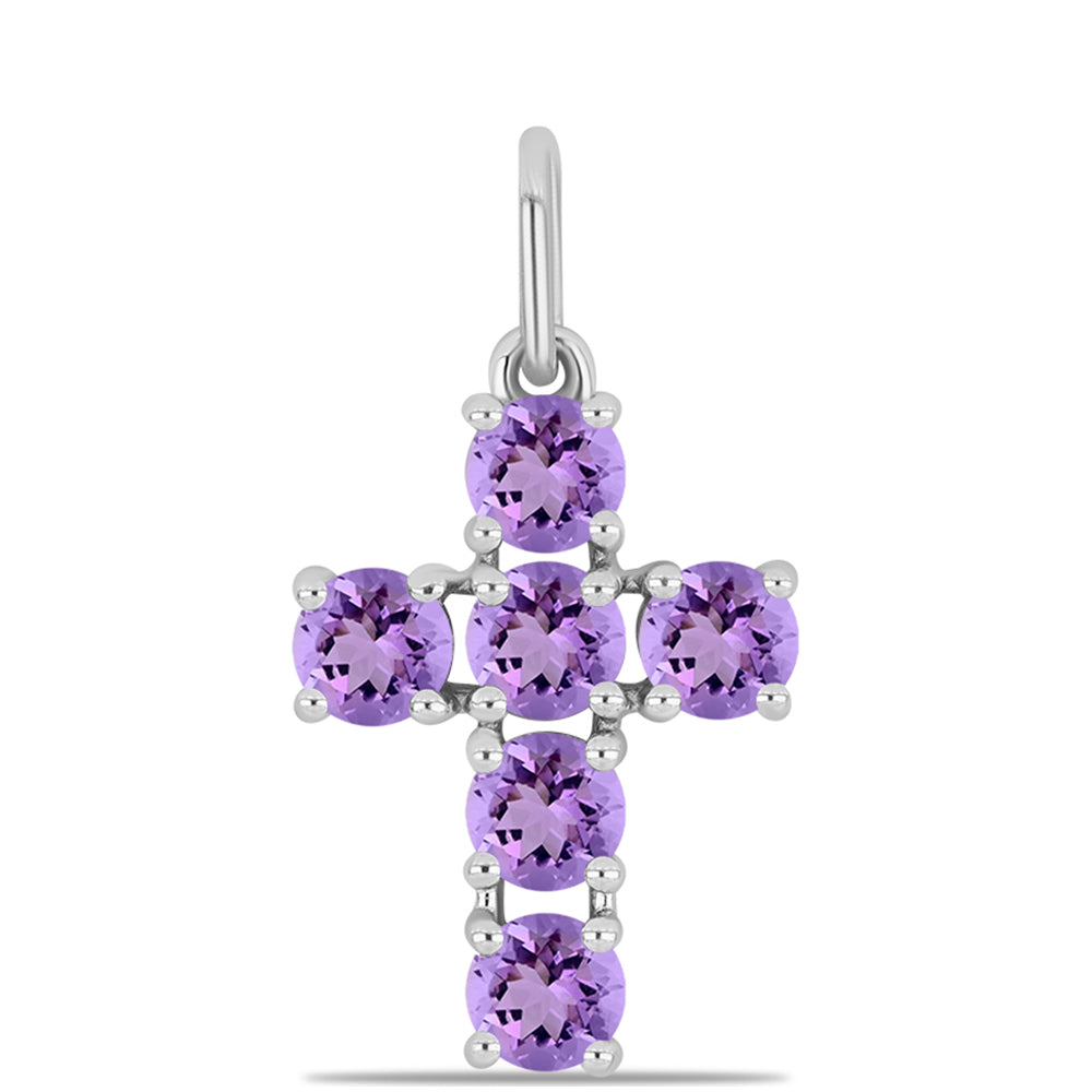 Cruz Colgante de Plata con Amatista Rosa de Francia