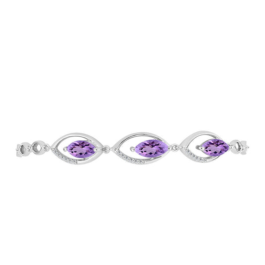Pulsera de Plata con Amatista Rosa de Francia y Topacio Blanco