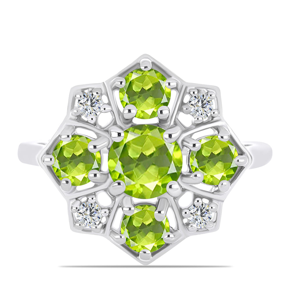 Anillo de Plata con Peridoto de Changbai y Topacio Blanco 1 