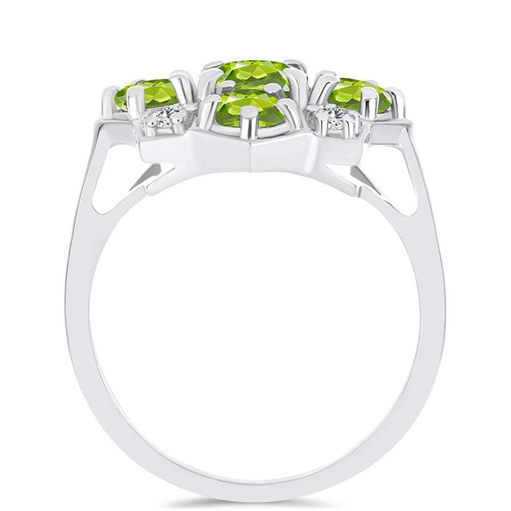 Anillo de Plata con Peridoto de Changbai y Topacio Blanco