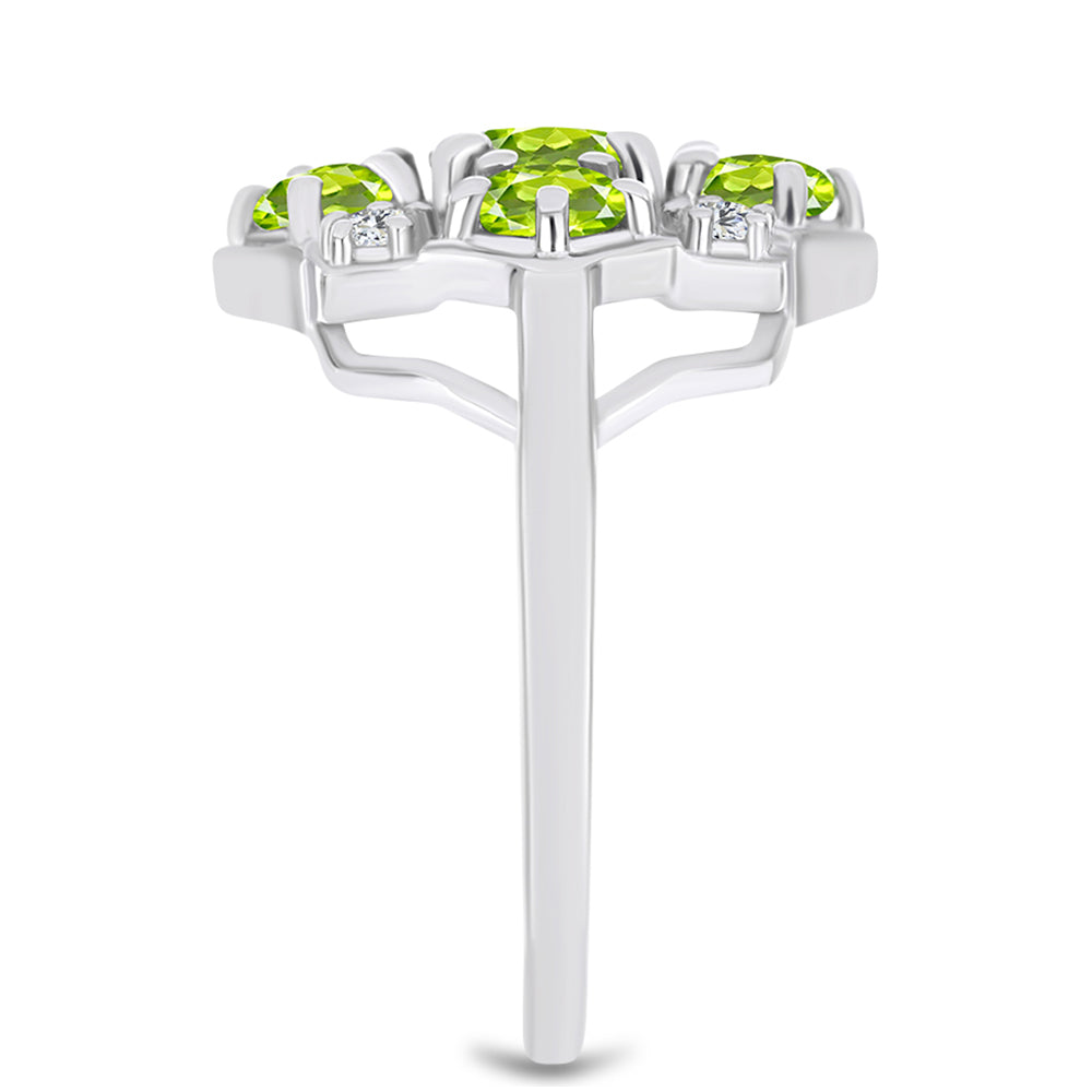 Anillo de Plata con Peridoto de Changbai y Topacio Blanco