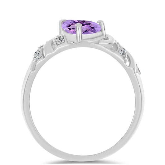 Anillo de Plata con Amatista Rosa de Francia y Topacio Blanco