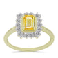 Anillo de Plata Bañada en Oro con Zafiro Amarillo Rosebery y Topacio Blanco