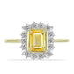 Anillo de Plata Bañada en Oro con Zafiro Amarillo Rosebery y Topacio Blanco