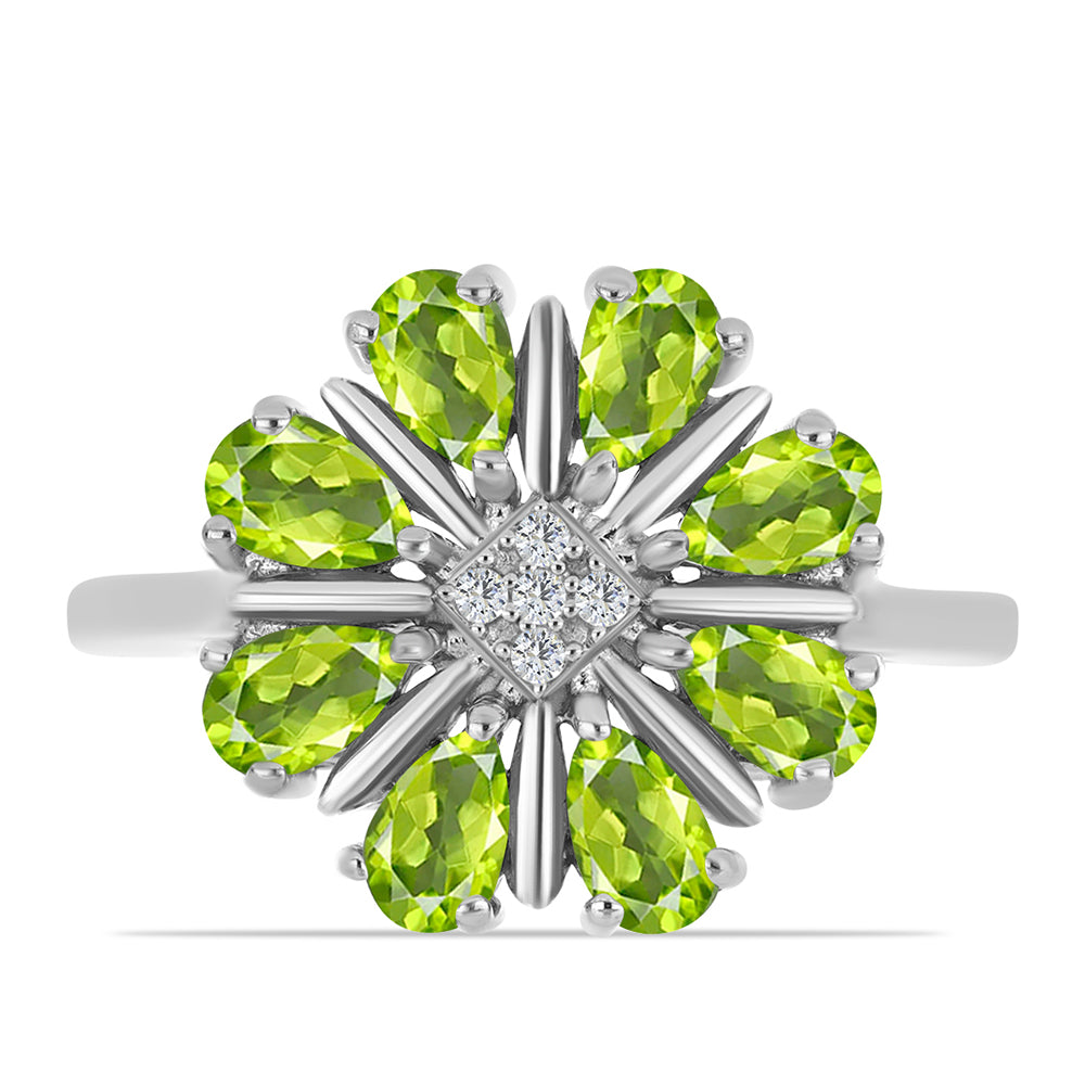 Anillo de Plata con Peridoto de Changbai y Topacio Blanco 1 