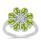 Anillo de Plata con Peridoto de Changbai y Topacio Blanco