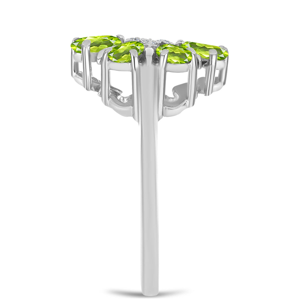 Anillo de Plata con Peridoto de Changbai y Topacio Blanco 4 