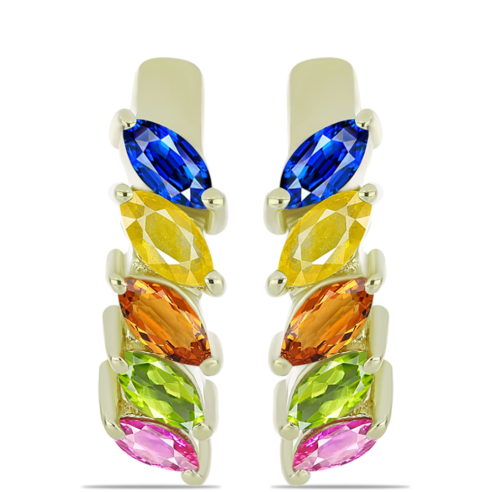 Pendientes de Plata Bañada en Oro con Zafiro Arco Iris Rosebery