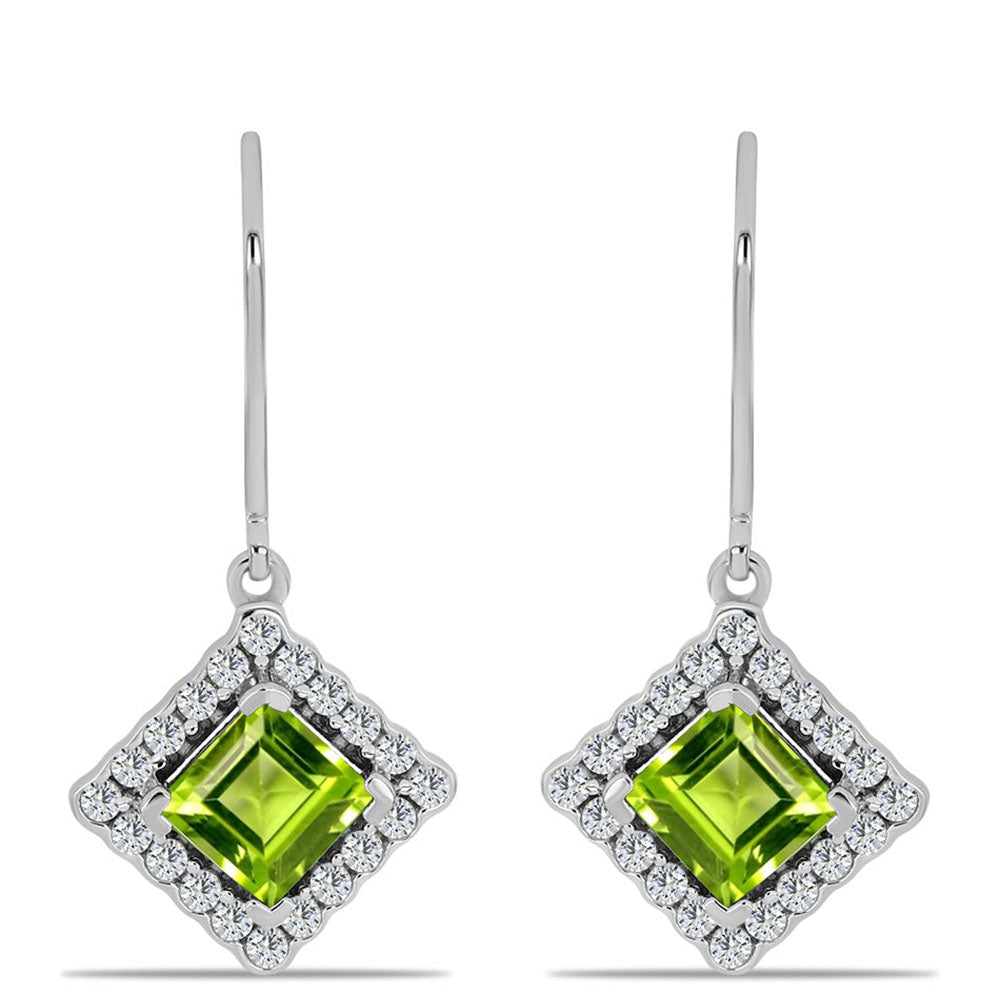 Pendientes de Plata con Peridoto de Changbai y Topacio Blanco 1 