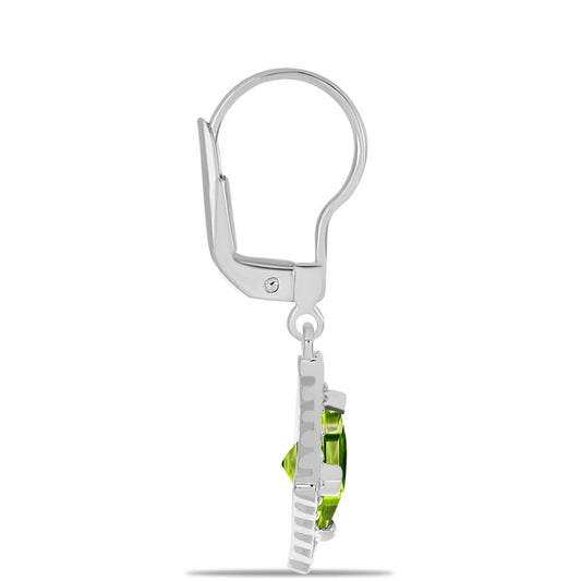 Pendientes de Plata con Peridoto de Changbai y Topacio Blanco