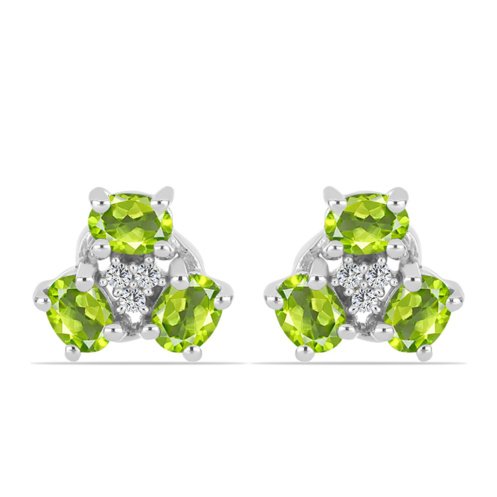 Pendientes de Plata con Peridoto de Changbai y Topacio Blanco