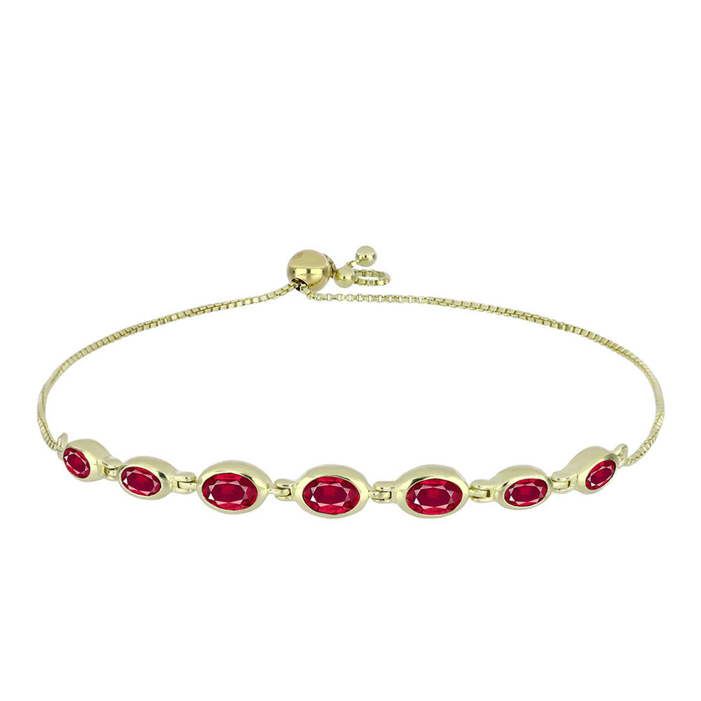 Pulsera de Plata Bañada en Oro con Rubí de Madagascar