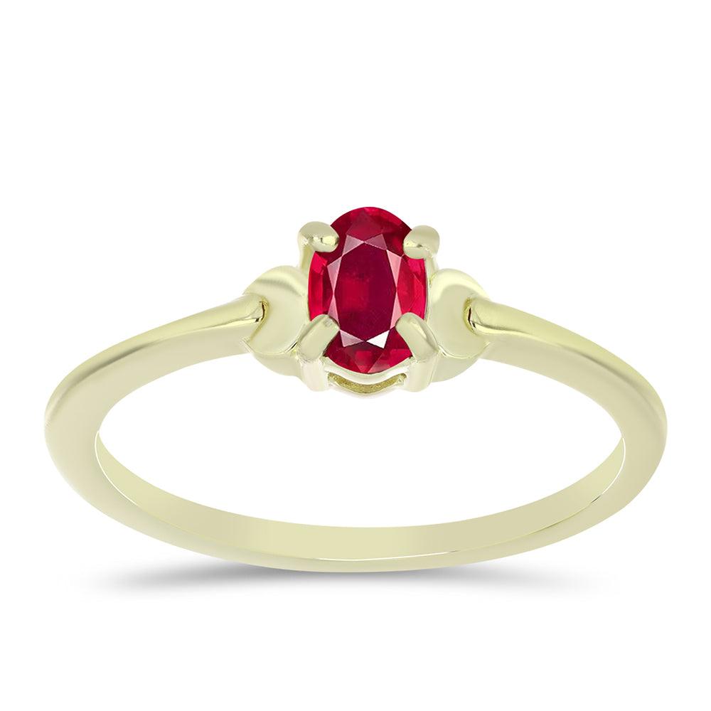 Anillo de Plata Bañada en Oro con Rubí de Madagascar 3 