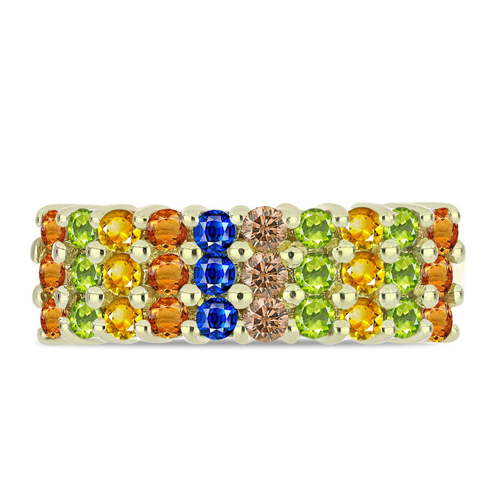 Anillo de Plata Bañada en Oro con Zafiro Arco Iris Rosebery 2 