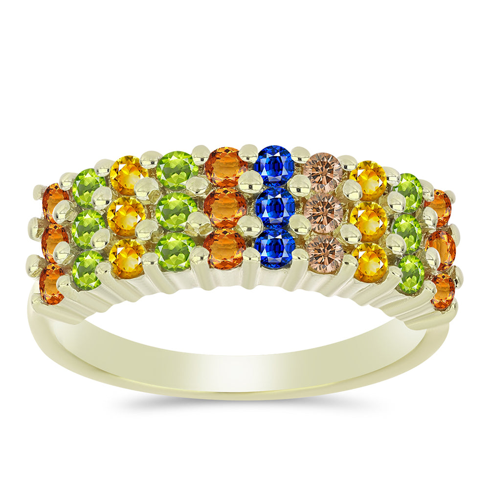 Anillo de Plata Bañada en Oro con Zafiro Arco Iris Rosebery 1 