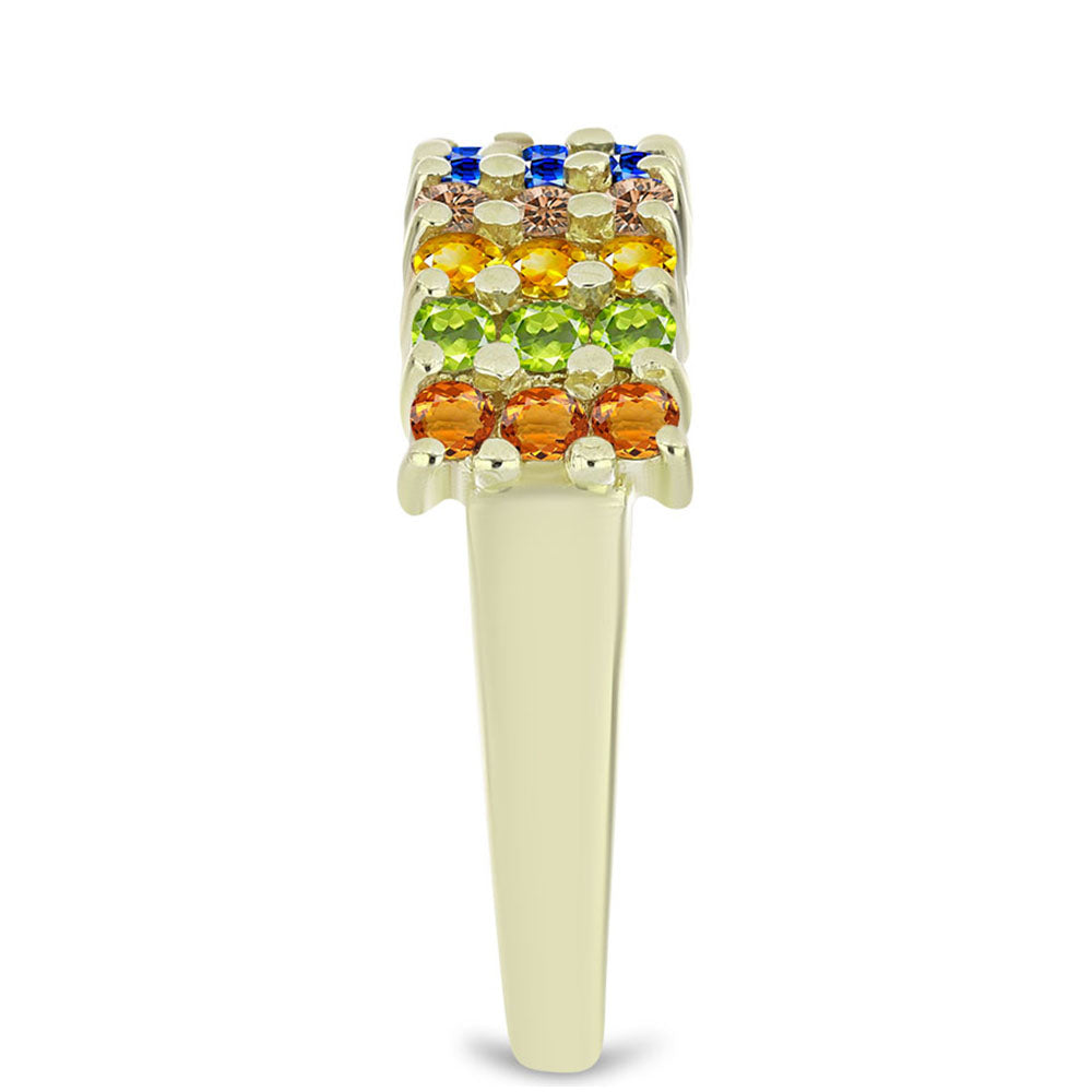Anillo de Plata Bañada en Oro con Zafiro Arco Iris Rosebery 4 