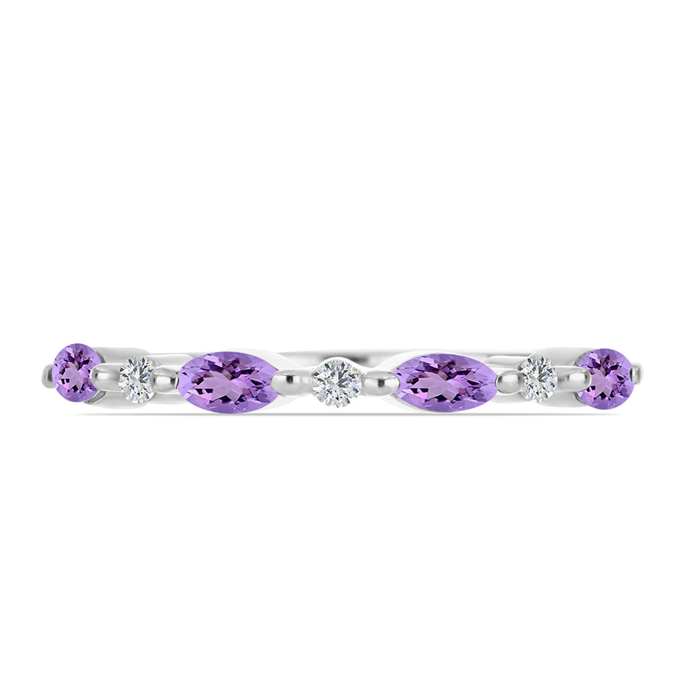 Anillo de Plata con Amatista Rosa de Francia y Topacio Blanco 2 