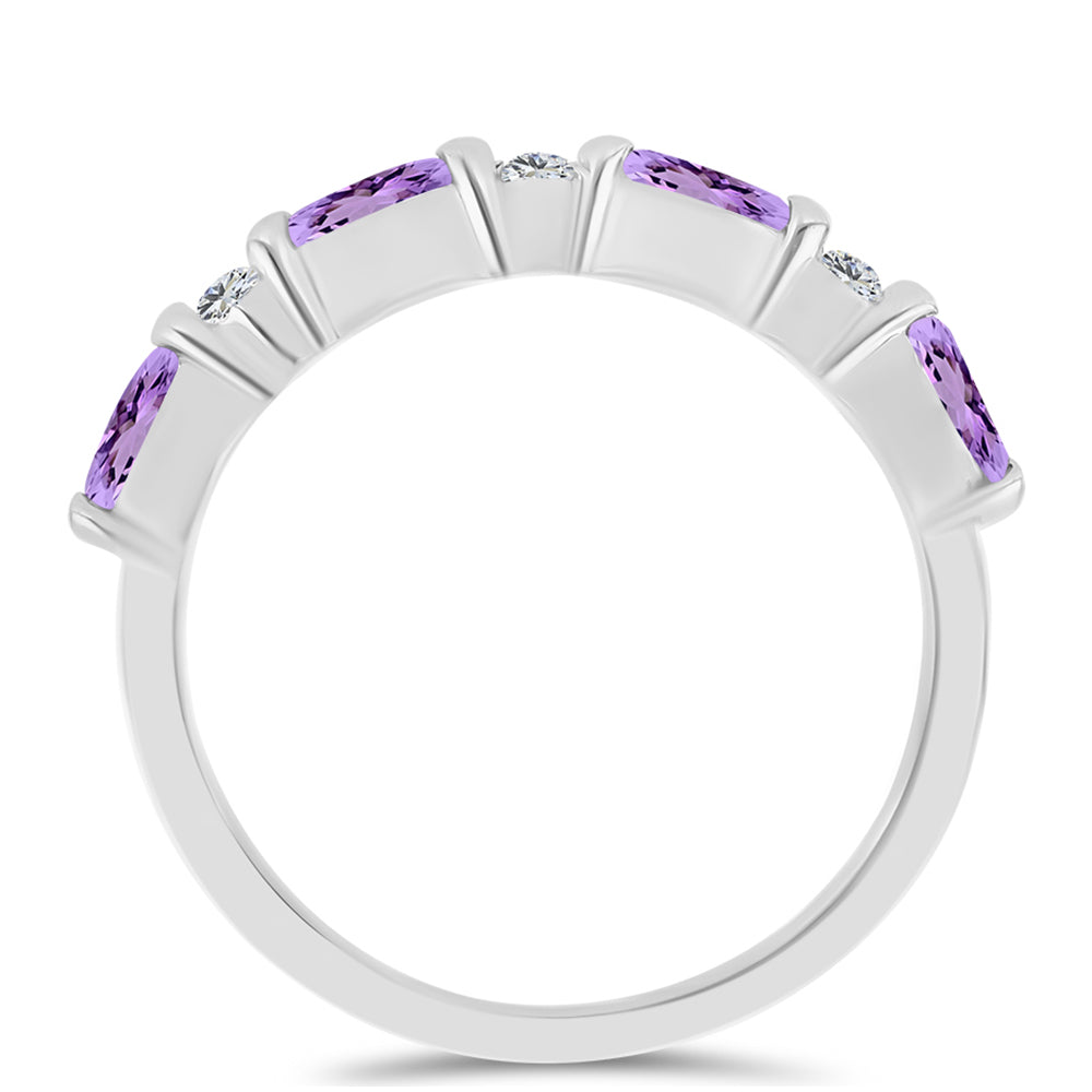 Anillo de Plata con Amatista Rosa de Francia y Topacio Blanco