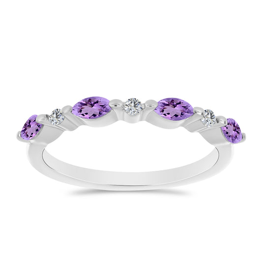 Anillo de Plata con Amatista Rosa de Francia y Topacio Blanco