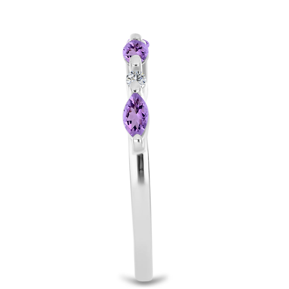 Anillo de Plata con Amatista Rosa de Francia y Topacio Blanco 4 