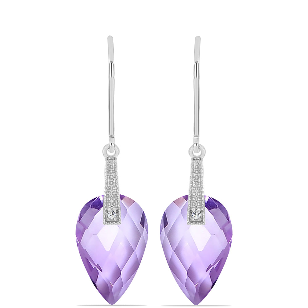 Pendientes de Plata con Amatista Rosa de Francia y Topacio Blanco