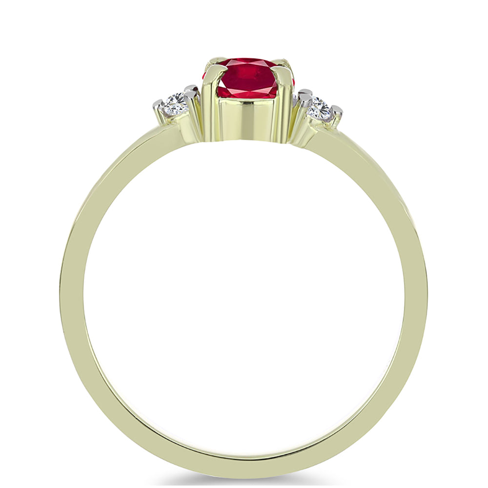 Anillo de Plata Bañada en Oro con Rubí de Madagascar y Topacio Blanco 3 
