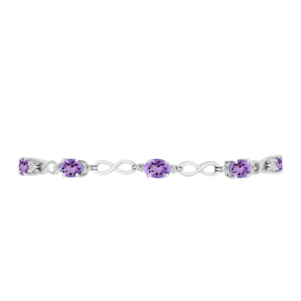 Pulsera de Plata con Amatista Rosa de Francia y Topacio Blanco 2 
