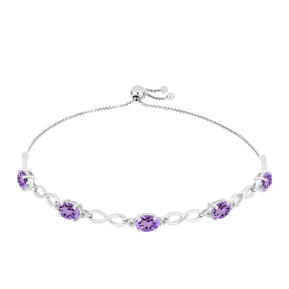 Pulsera de Plata con Amatista Rosa de Francia y Topacio Blanco 1 
