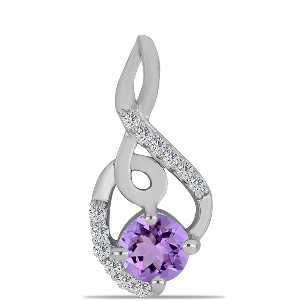 Colgante de Plata con Amatista Rosa de Francia y Topacio Blanco