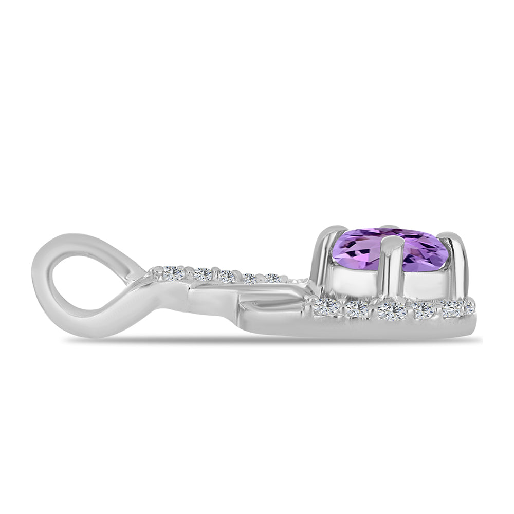 Colgante de Plata con Amatista Rosa de Francia y Topacio Blanco 2 