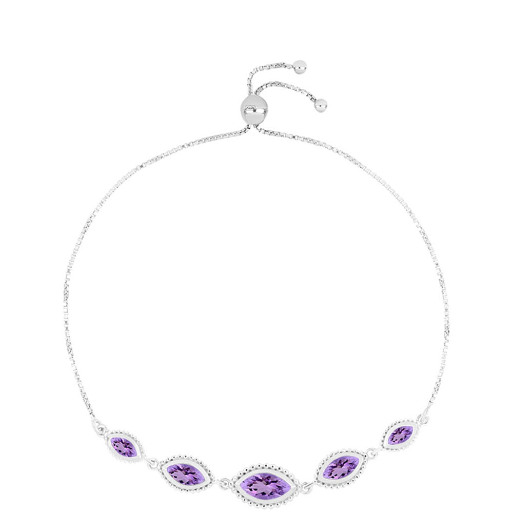 Pulsera de Plata con Amatista Rosa de Francia
