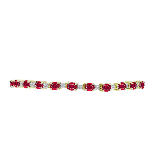 Pulsera de Plata Bañada en Oro con Rubí de Madagascar y Topacio Blanco