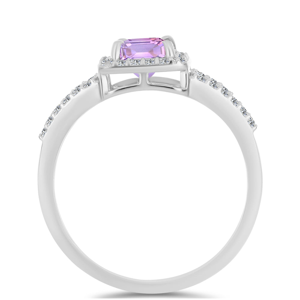 Anillo de Plata con Amatista Rosa de Francia y Topacio Blanco