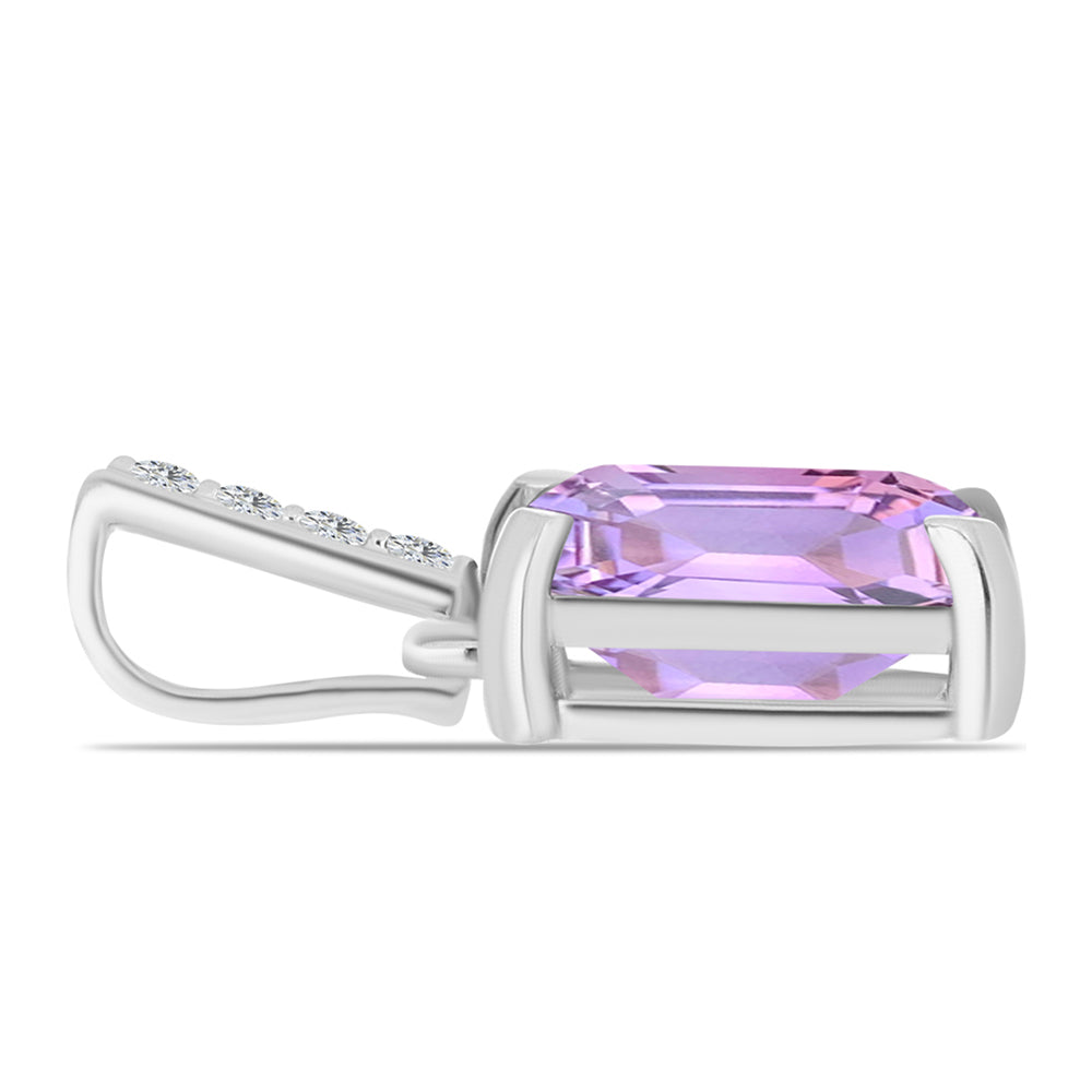 Colgante de Plata con Amatista Rosa de Francia y Topacio Blanco 2 