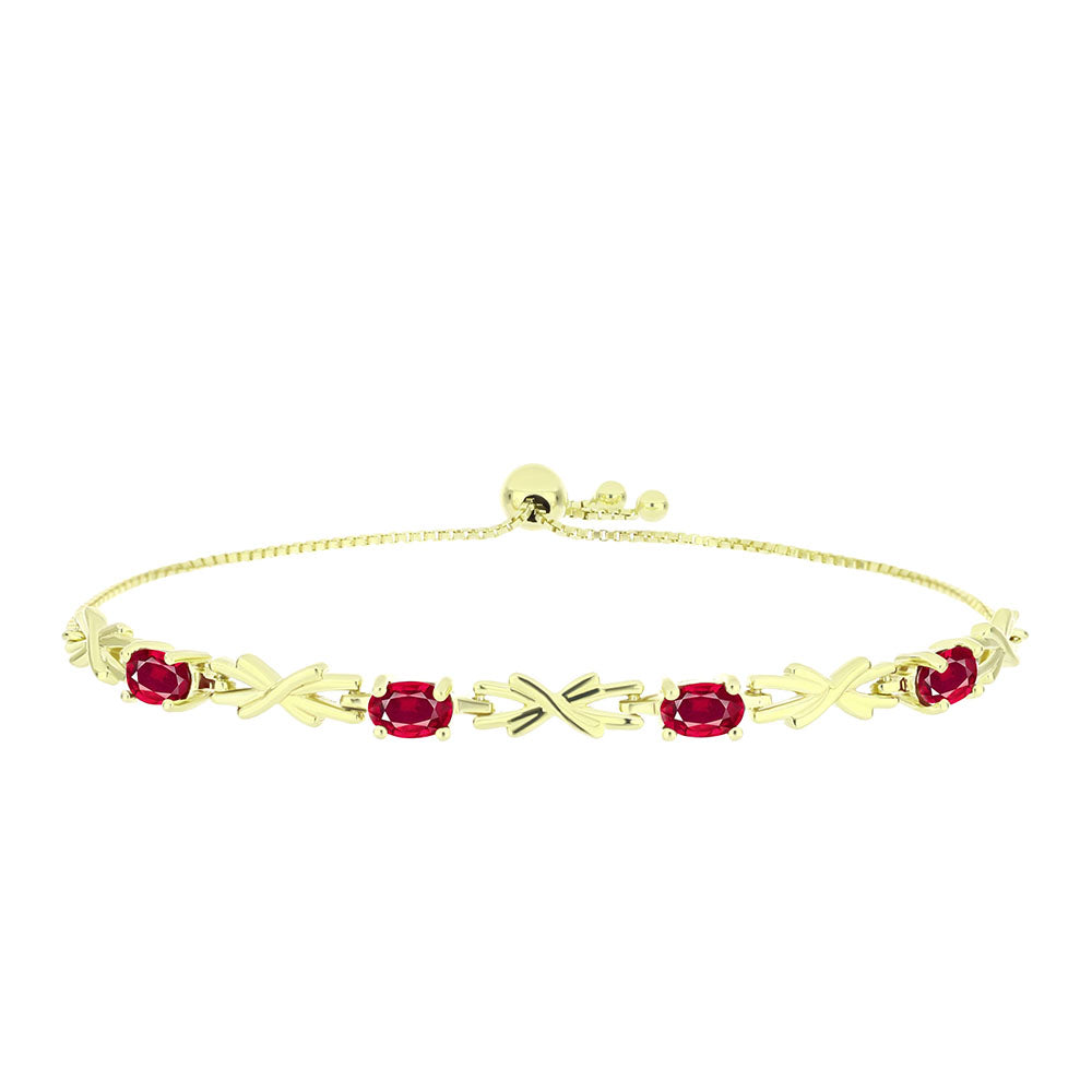 Pulsera de Plata Bañada en Oro con Rubí de Madagascar