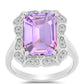 Anillo de Plata con Amatista Rosa de Francia y Topacio Blanco