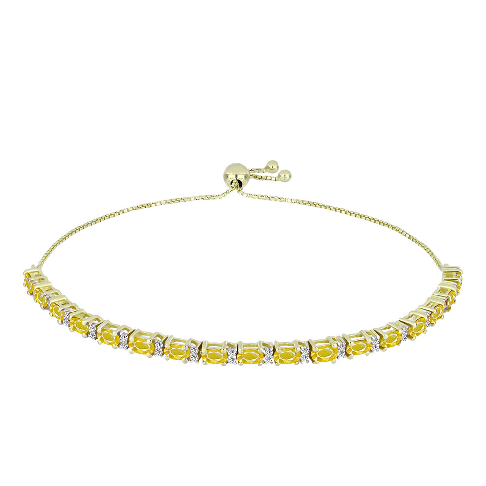 Pulsera de Plata Bañada en Oro con Zafiro Amarillo Rosebery y Topacio Blanco 1 