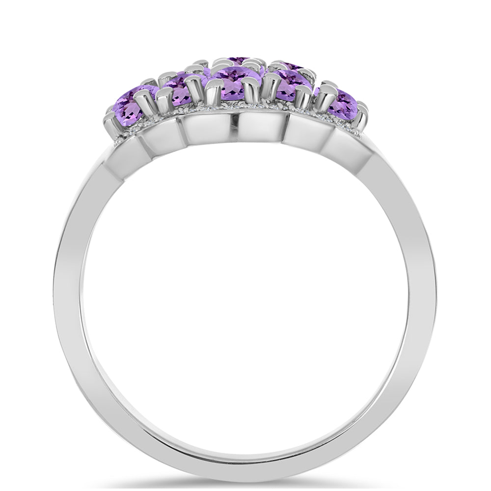 Anillo de Plata con Amatista Rosa de Francia y Topacio Blanco 2 