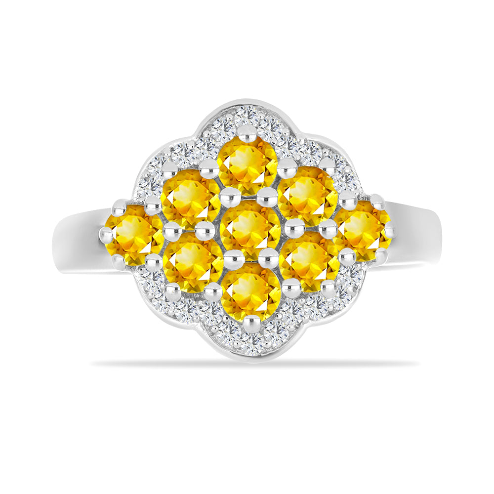 Anillo de Plata con Citrino de los Montes Urales y Topacio Blanco 1 