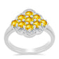 Anillo de Plata con Citrino de los Montes Urales y Topacio Blanco