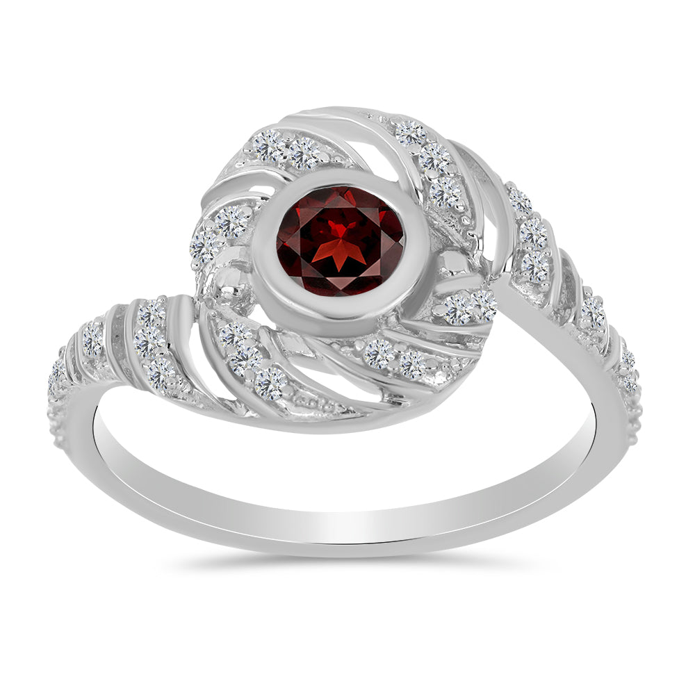 Anillo de Plata con Granate Barton y Topacio Blanco 3 
