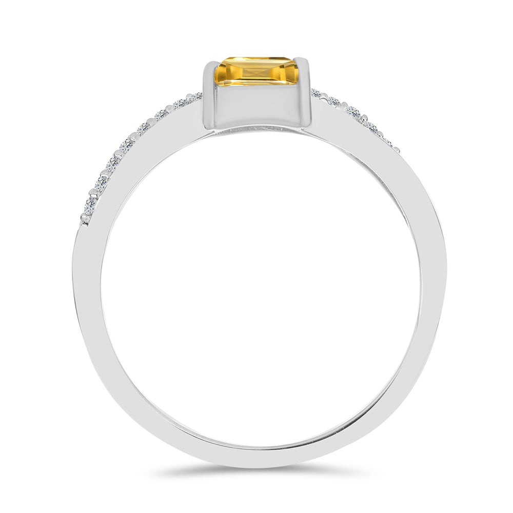 Anillo de Plata con Citrino de los Montes Urales y Topacio Blanco 3 