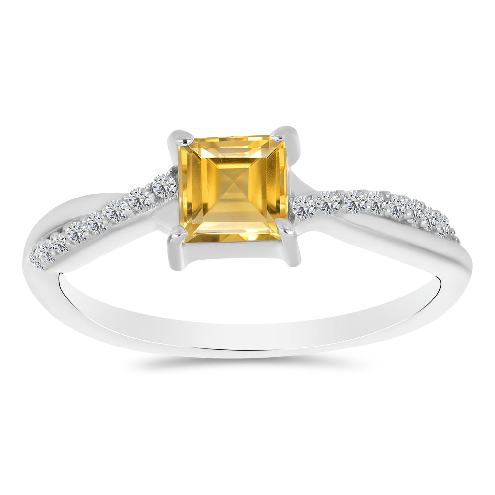 Anillo de Plata con Citrino de los Montes Urales y Topacio Blanco 1 