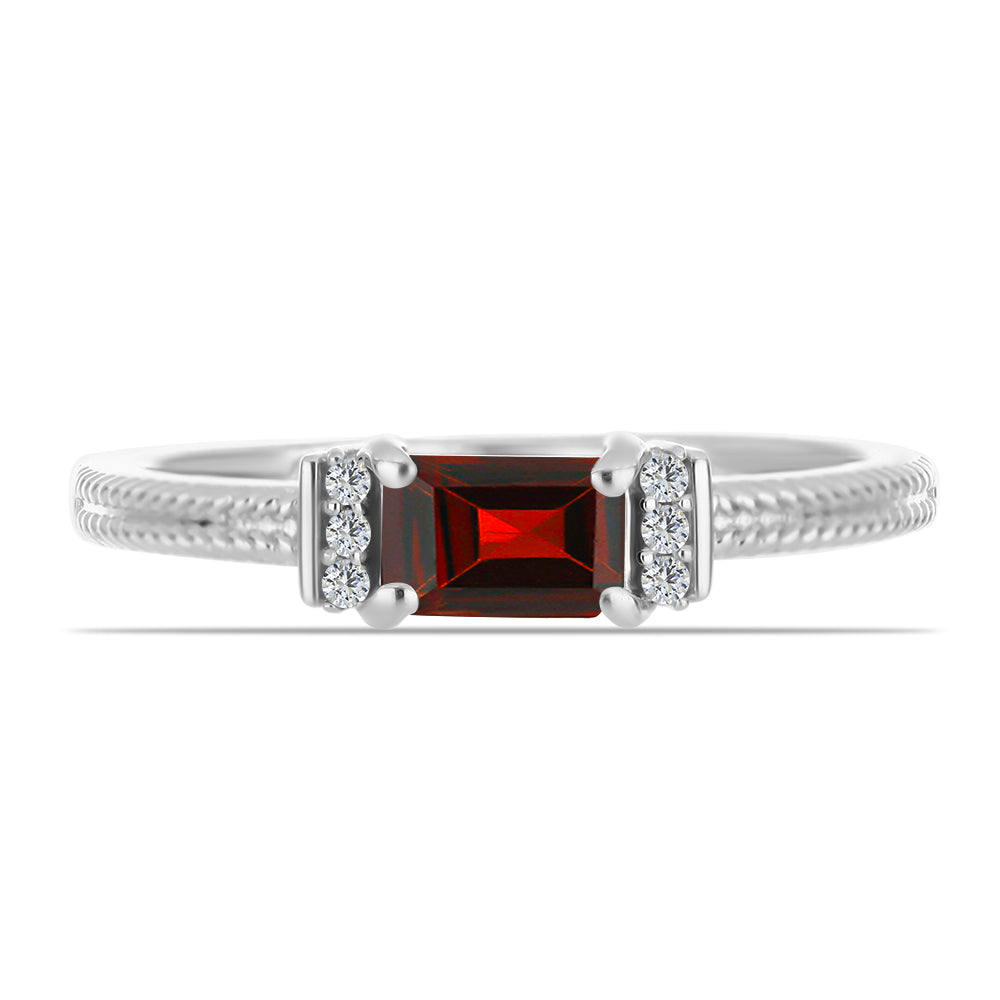 Anillo de Plata con Granate Barton y Topacio Blanco 2 