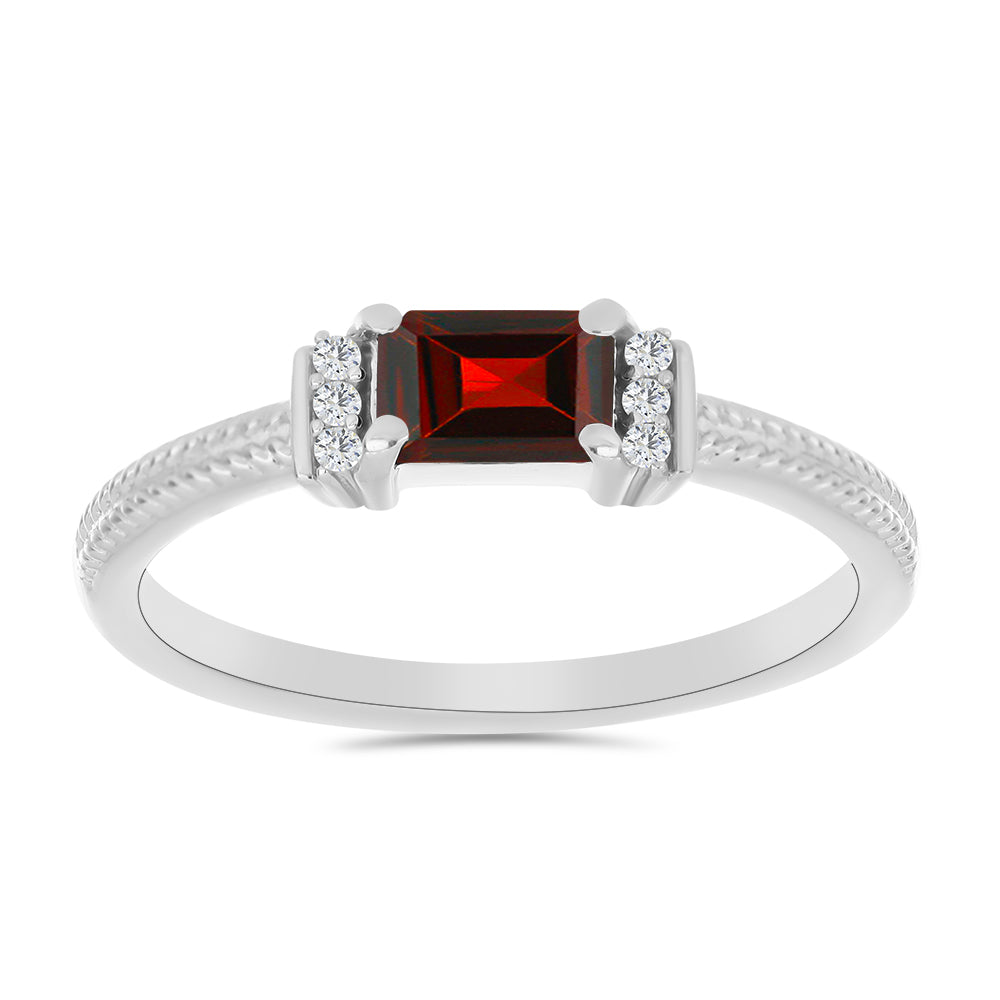 Anillo de Plata con Granate Barton y Topacio Blanco 1 