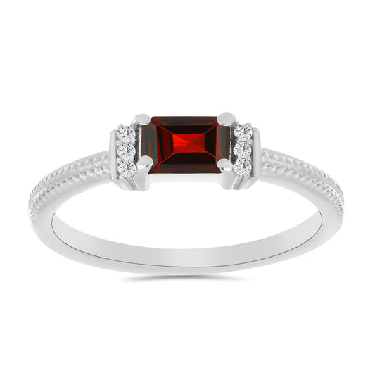 Anillo de Plata con Granate Barton y Topacio Blanco