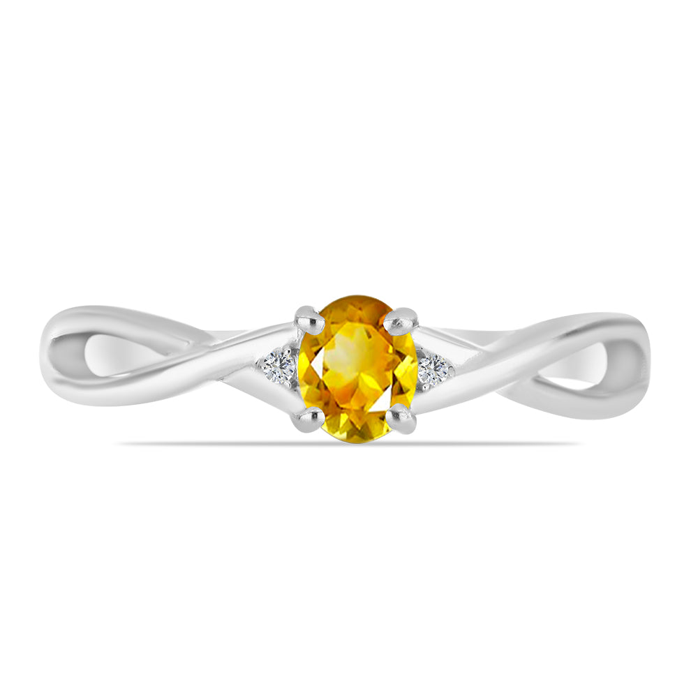 Anillo de Plata con Citrino de los Montes Urales y Topacio Blanco 2 