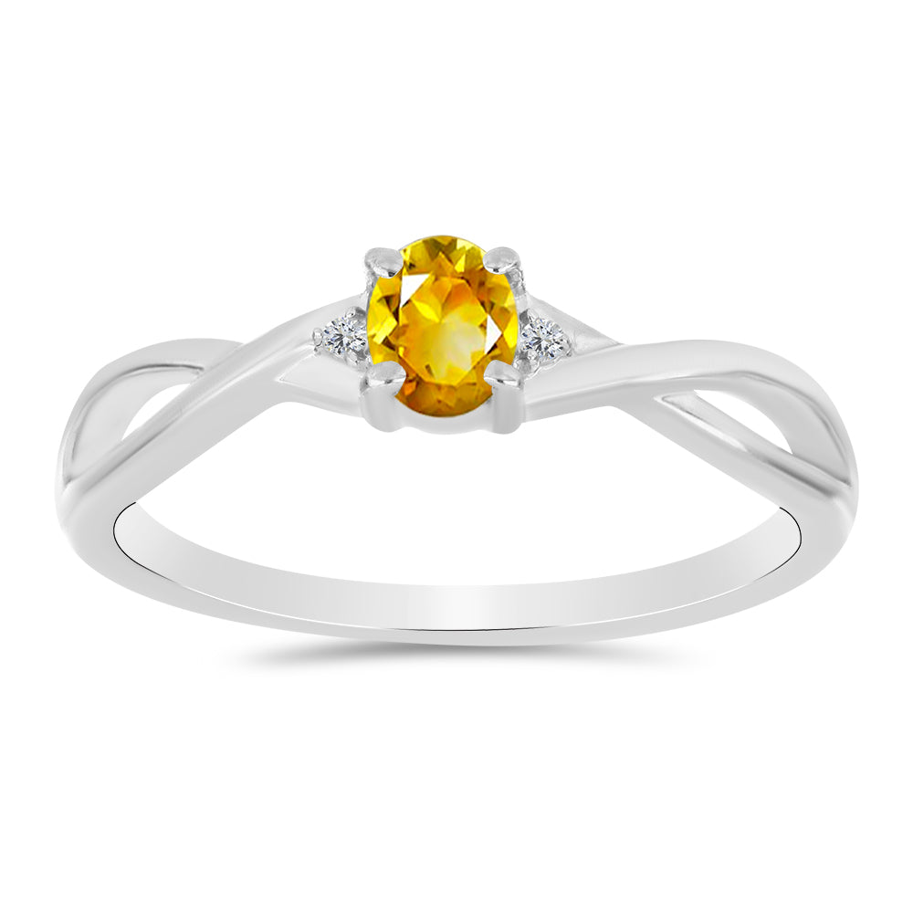 Anillo de Plata con Citrino de los Montes Urales y Topacio Blanco 1 