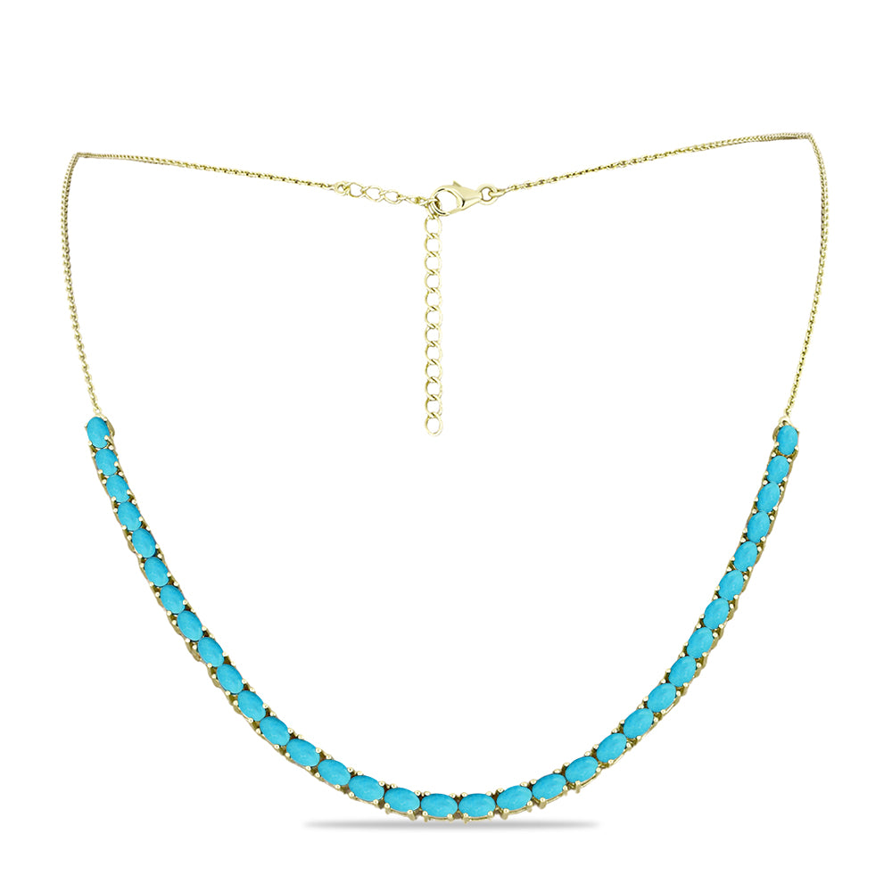 Collar de Plata Bañada en Oro con Turquesa Bella Durmiente 1 