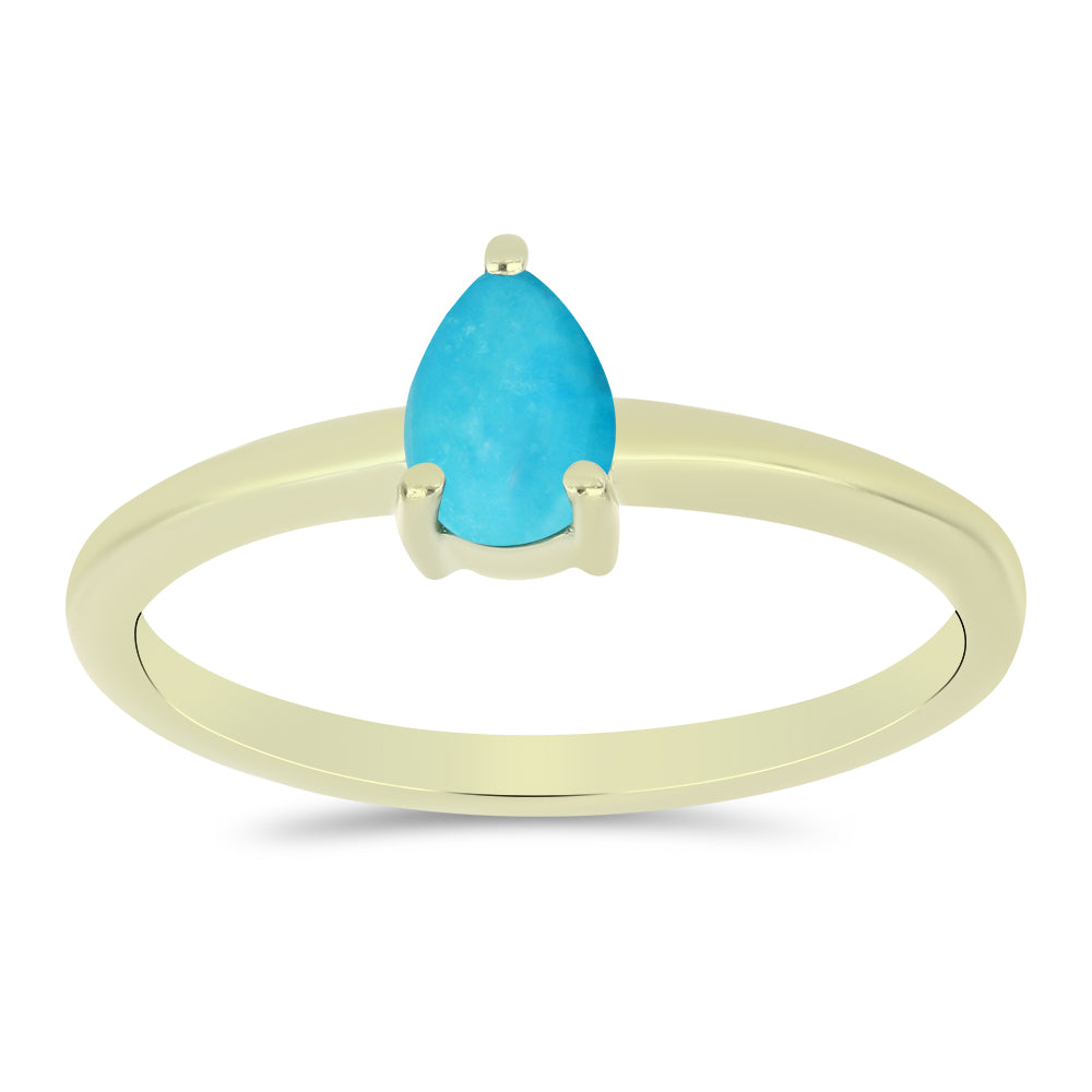 Anillo de Plata Bañada en Oro con Turquesa Bella Durmiente 3 